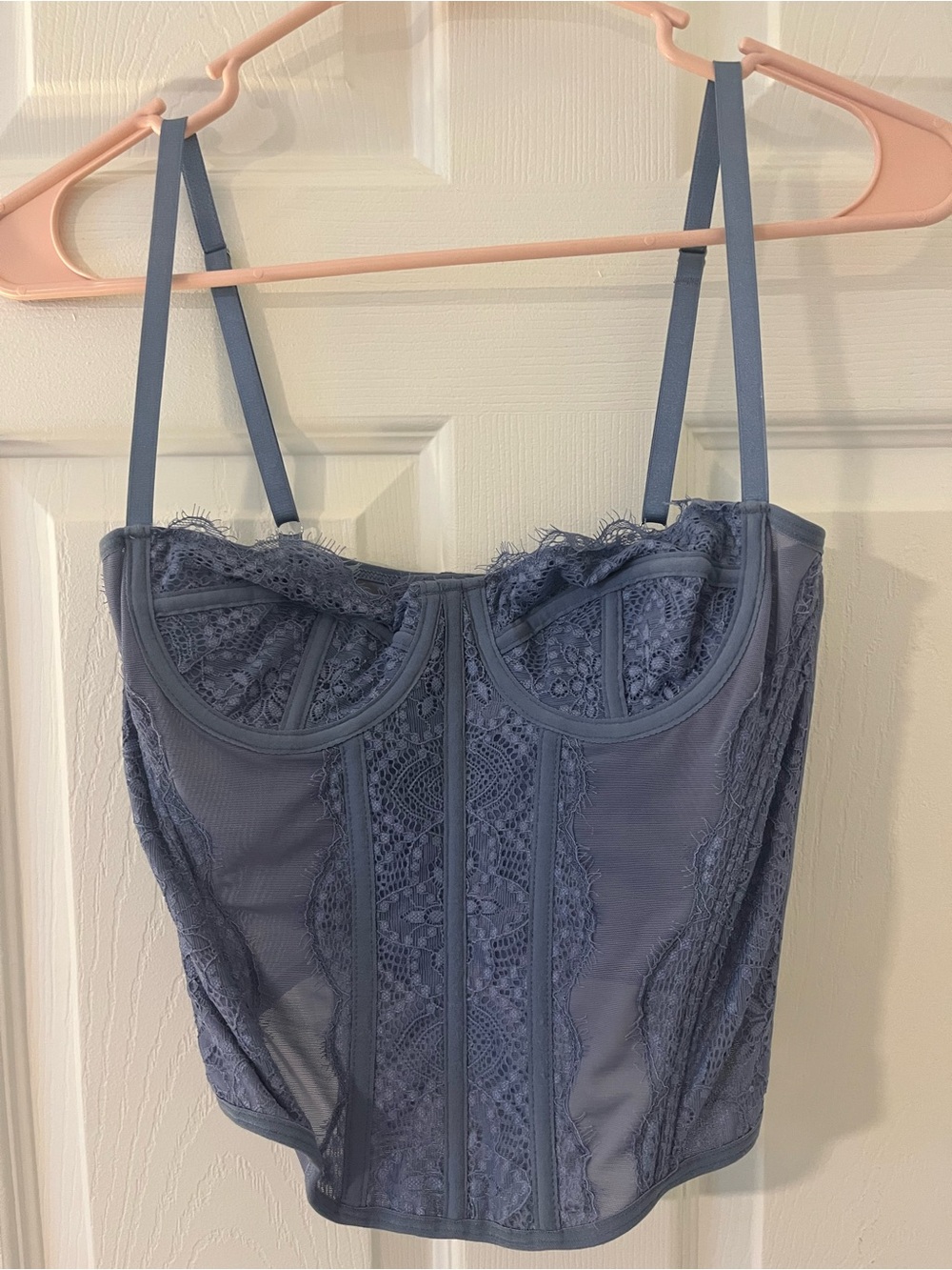 Lace Bustier Corset Top — Slate Blue